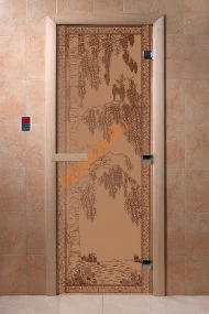 Дверь стеклянная DoorWood «Березка бронза матовая», 1900х800 мм