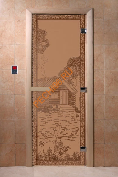 Дверь стеклянная DoorWood «Банька в лесу бронза матовая», 1700х700 мм