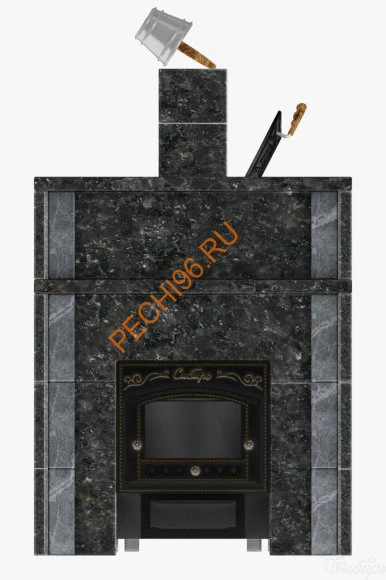  Портал для банной печи Сибирь (700х700) Пироксенит, рваный камень